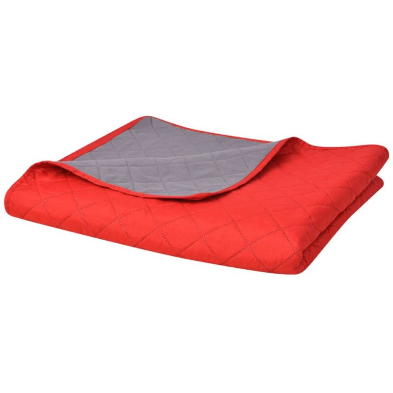 foto del prodotto copriletto double face trapuntato rosso e grigio 230x260 cm vidaxl