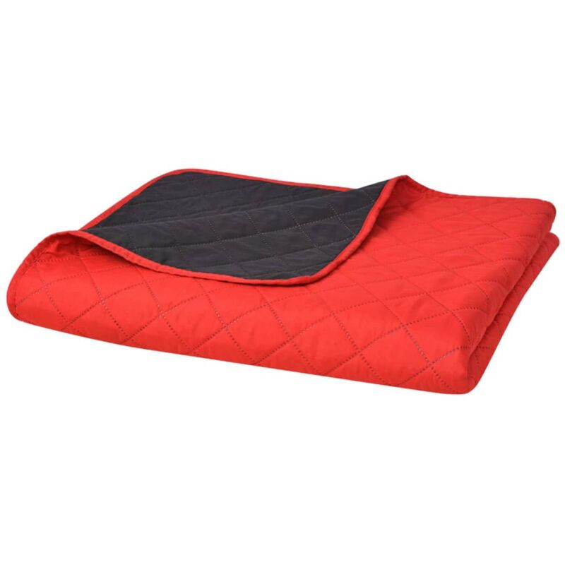foto del prodotto copriletto double face trapuntato rosso e nero 230x260 cm vidaxl