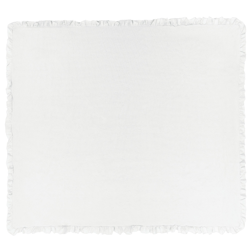 foto del prodotto copriletto in cotone bianco 220 x 240 cm con balza decorativa camera da letto