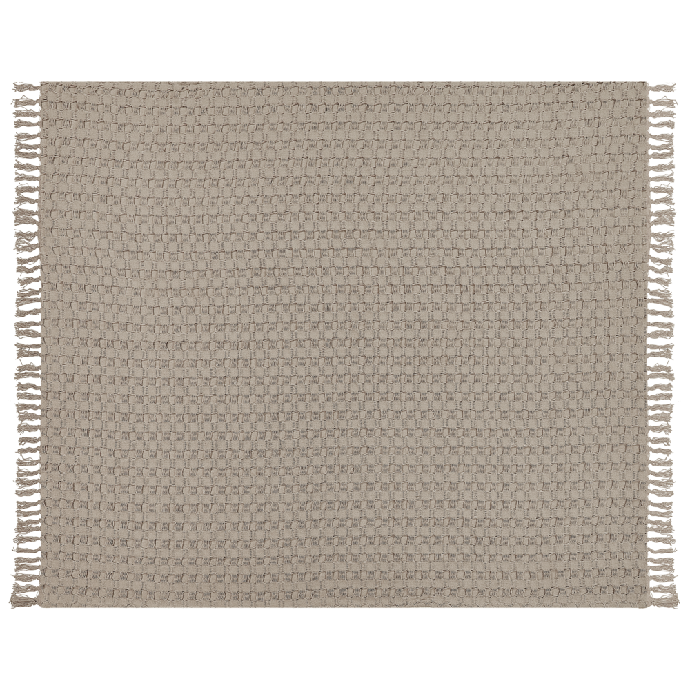 foto del prodotto copriletto in tessuto di cotone tortora 200 x 220 cm con frange coperta decorativa biancheria da letto design classico camera da letto
