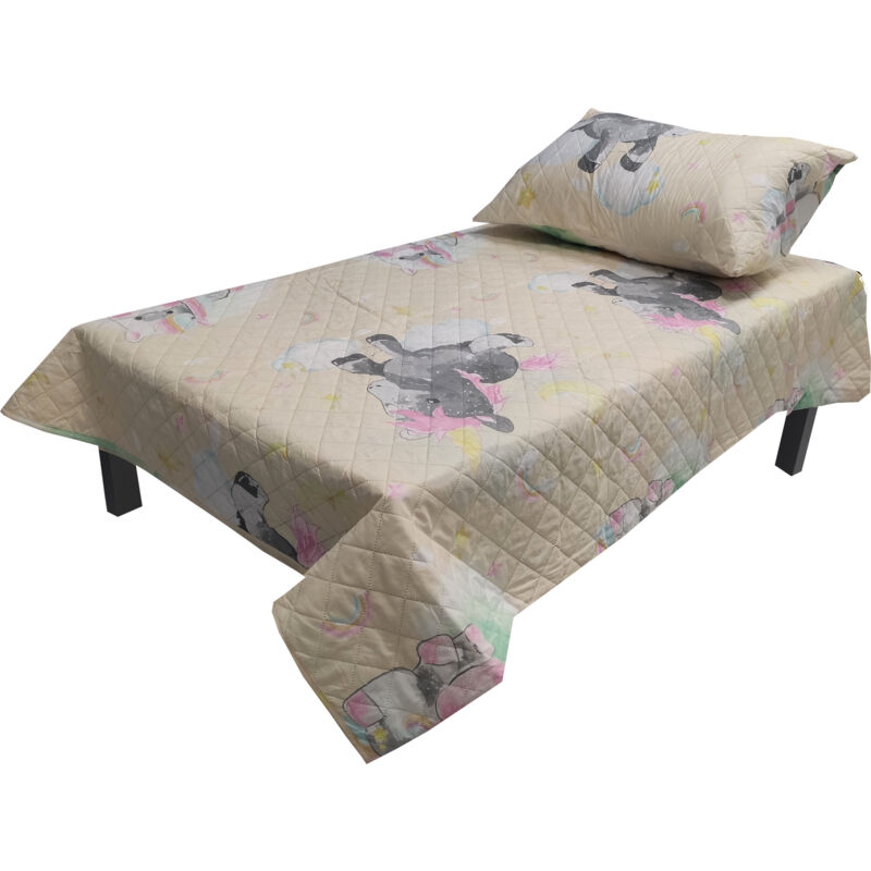 foto del prodotto copriletto letto 90 cm 100 poliestere 180x200cm cuscino 57x75cm unicorno