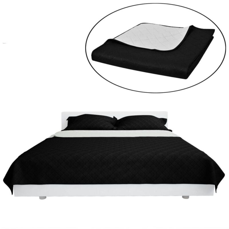 foto del prodotto copriletto reversibile 220 x 240 cm trapuntatura a rombi lavabile vari colori colore nero bianco