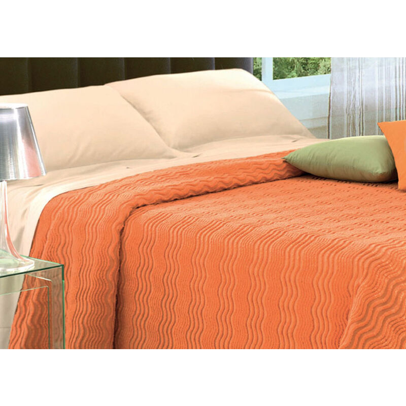 foto del prodotto copriletto tinta unita in morbidissima ciniglia a onde 100 cotone, misurasingolocolorebluette 10