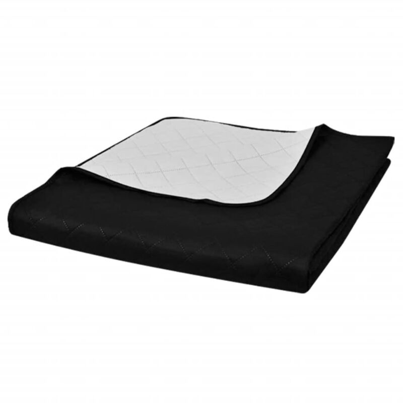 foto del prodotto copriletto trapuntato a doppia faccia nero bianco 170 x 210 vidaxl