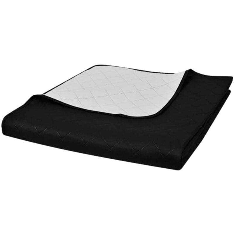 foto del prodotto copriletto trapuntato a doppia faccia nero grigio 230 x 260 cm vidaxl
