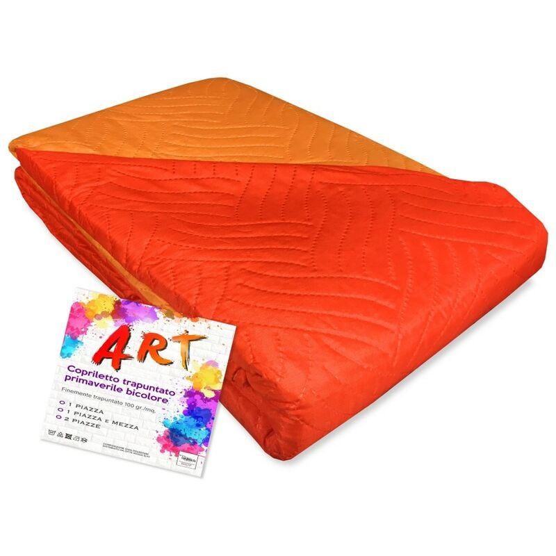foto del prodotto copriletto trapuntato art tinta unita bicolore arancio 1 piazza e mezza