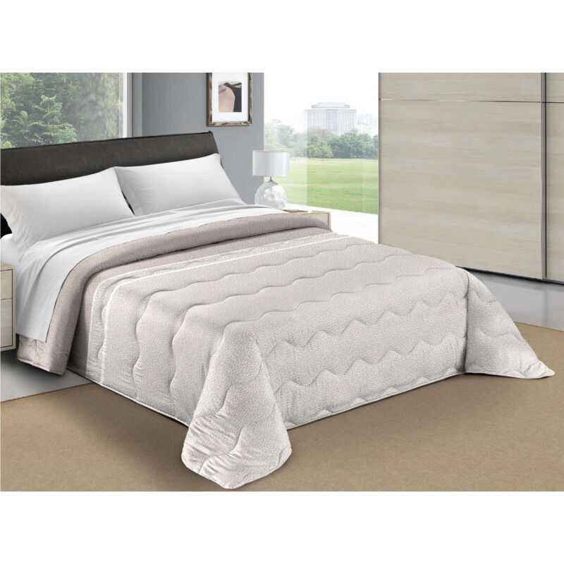 foto del prodotto copriletto trapuntato fiocco puntinato beige made in italy matrimoniale 2 piazze