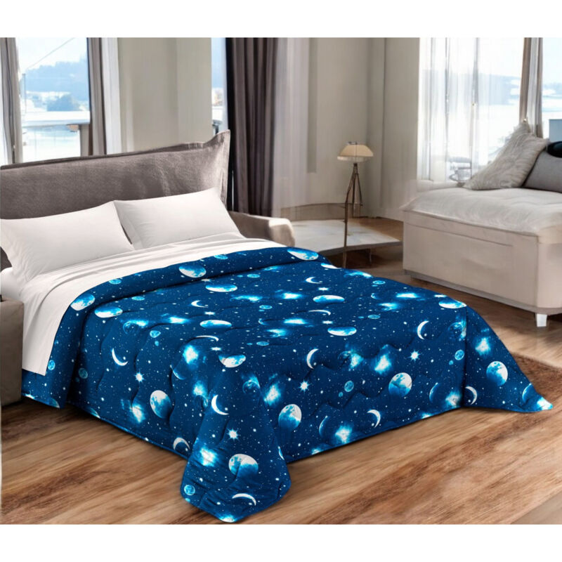 foto del prodotto copriletto trapuntato moon luna cielo stellato made in italy 1 piazza e mezza
