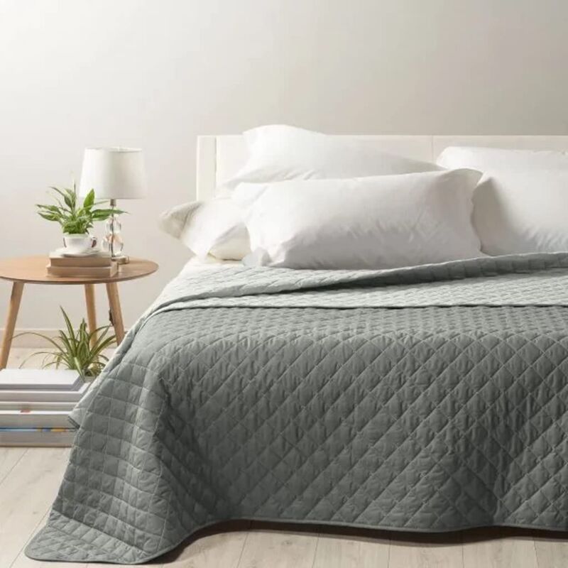 foto del prodotto copriletto trapuntato primaverile per letto singolo mix colore grigio tinta unita in cotone caleffi