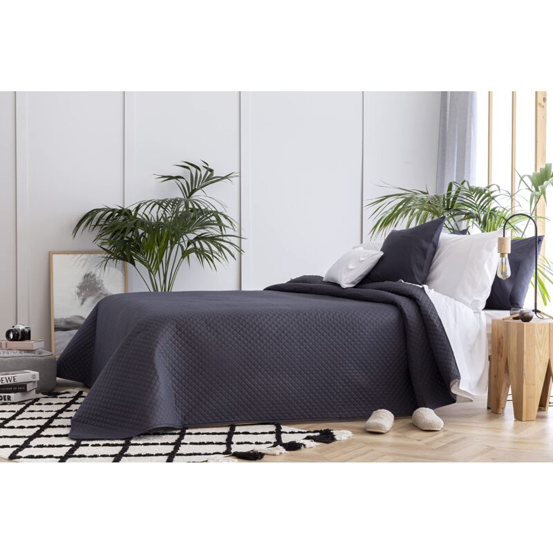 foto del prodotto copriletto trapuntato sottile con motivo a rombo, per primavera, estate, autunno e inverno, 100% microfibra extra morbido, copriletto multiuso, letto 140/150/160 - 250x260cm, grigio scuro - todocama