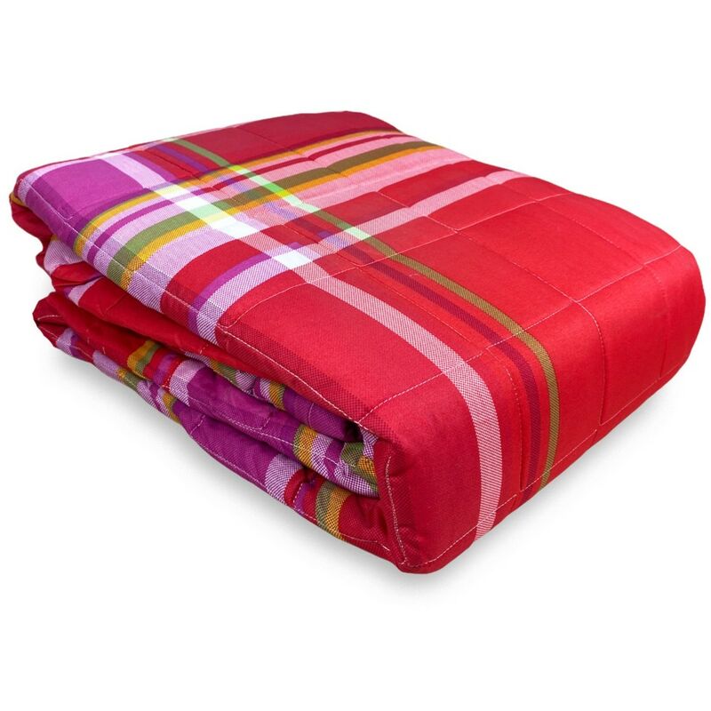 foto del prodotto copriletto trapuntato spring scozzese rosso e fucsia 1 piazza e mezza
