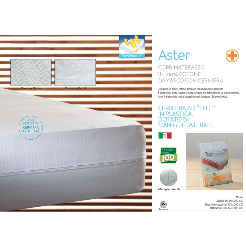 foto del prodotto coprimaterasso aster con cerniera e maniglie laterali, misuramatrimonialecolorefasciato