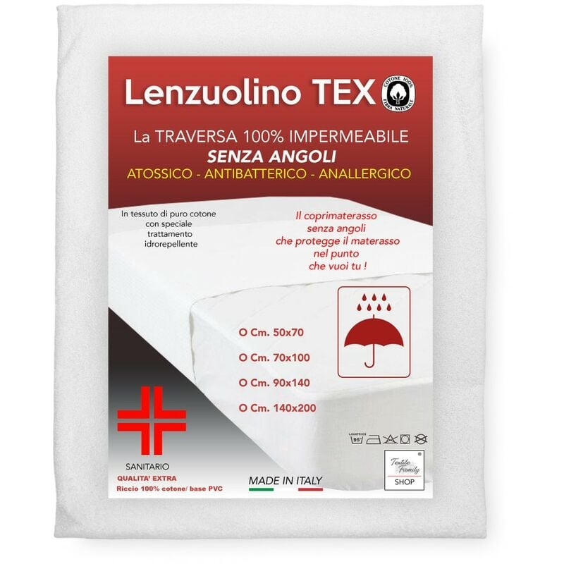 foto del prodotto coprimaterasso impermeabile pvc lenzuolino tex senza angoli cm. 140x200