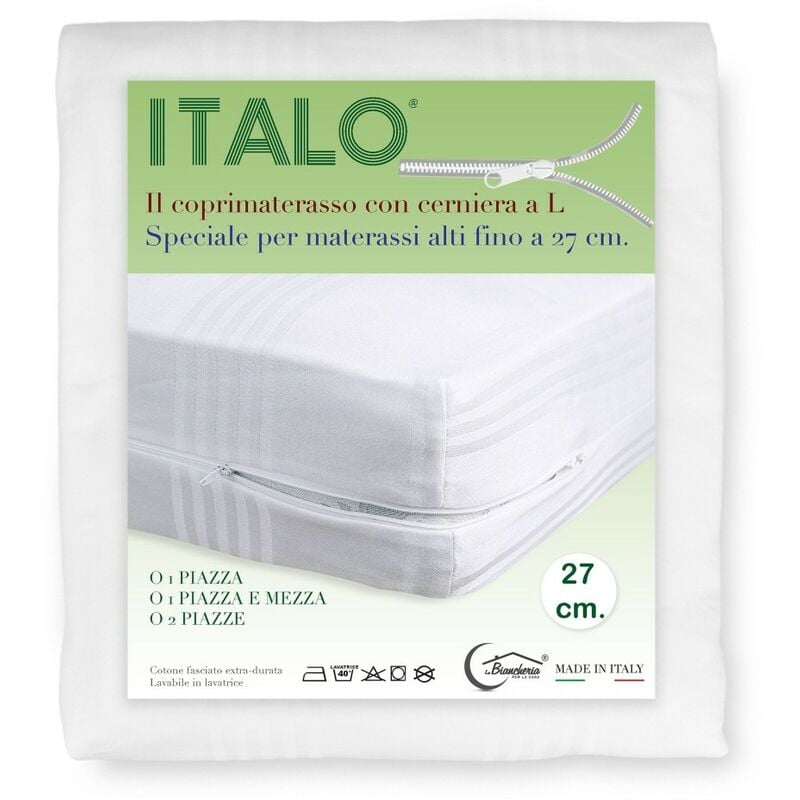 foto del prodotto coprimaterasso italo a sacco con cerniera zip a l altezza cm. 27 per materassi alti 1 piazza