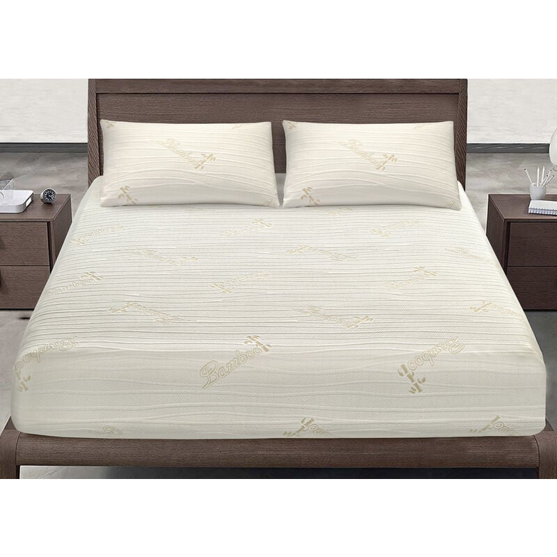 foto del prodotto coprimaterasso traspirante antibatterico con angoli elasticizzati modello bamboo, misurasingolocolorebamboo