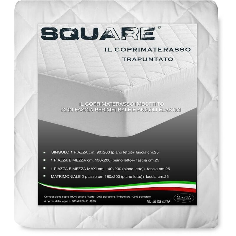 foto del prodotto coprimaterasso traversa trapuntata con fascia elasticizzata in puro cotone francese cm. 140 x 200