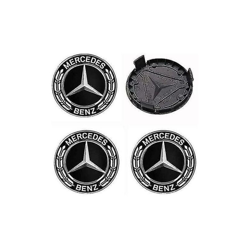 foto del prodotto coprimozzi da 4 pezzi compatibili con coprimozzo centrale mercedes benz da 75 mm, accessori per auto in abs