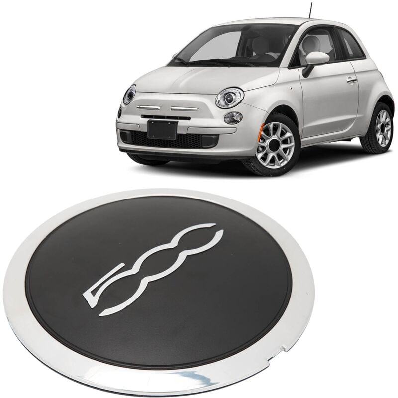foto del prodotto coprimozzo coprimozzo con rifiniture cromate 68078419ac coprimozzo fiat 500 coprimozzo di ricambio per cerchio auto nero