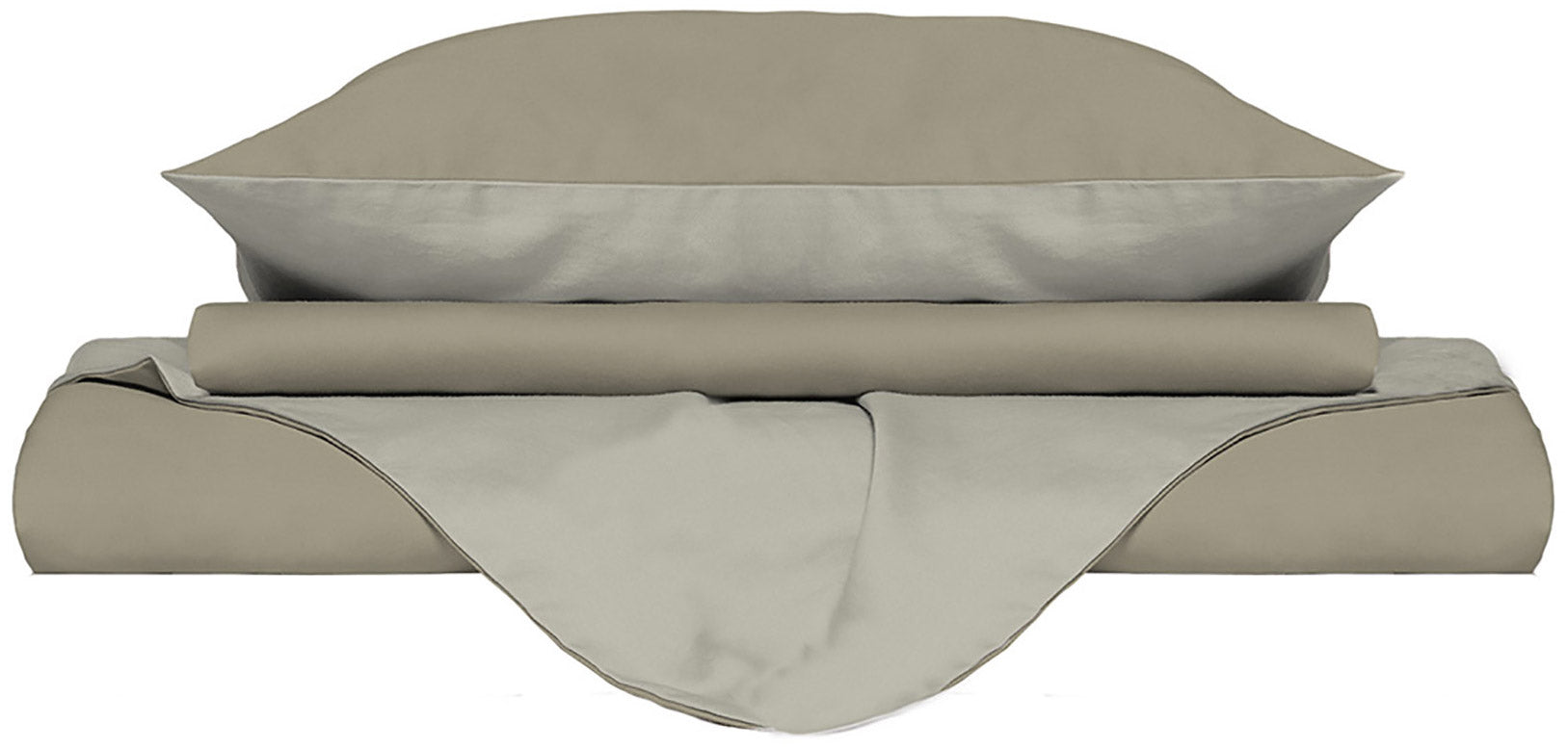 foto del prodotto copripiumino con sacco e federe doubleface tortora/panna 1 piazza e mezzo