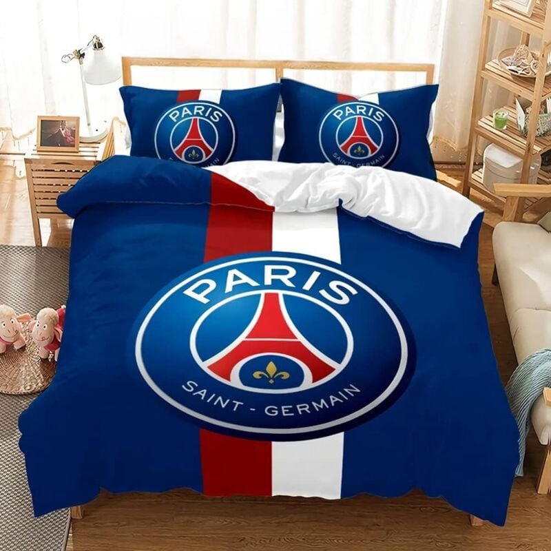 foto del prodotto copripiumino da calcio paris st german psg, set da letto da calcio copripiumino in microfibra con federa c, 220 cm x 240 cm 