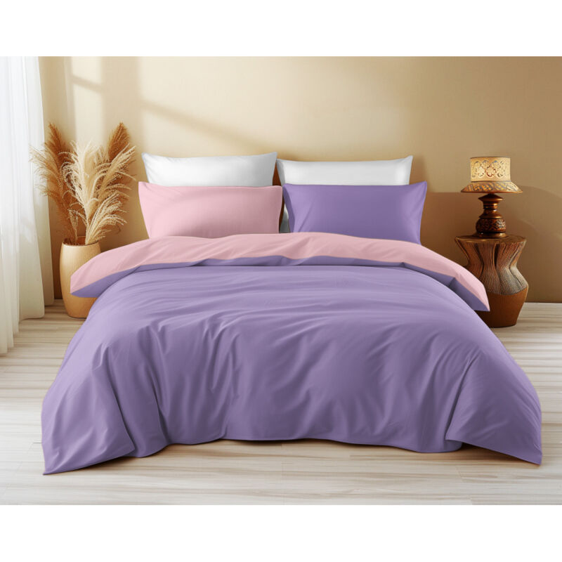 foto del prodotto copripiumino double face viola/lilla - 100% cotone, morbido e traspirante, made in italy cm. 250x200