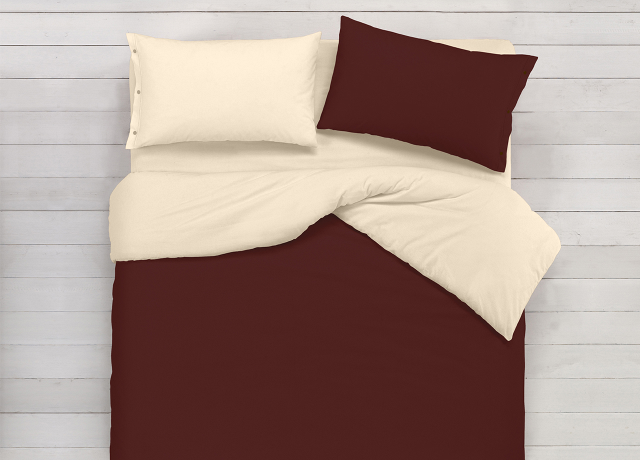 foto del prodotto copripiumino in 100 cotone double face panna marrone - singolo - panna-marrone