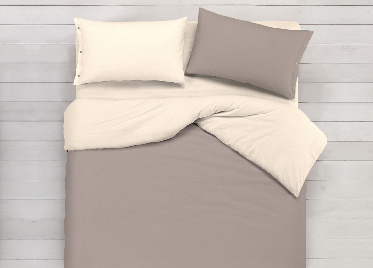 foto del prodotto copripiumino in 100 cotone double face tortora beige matrimoniale tortora beige