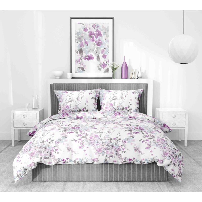 foto del prodotto copripiumino matrimoniale in flanella 250x200 cm tempo di dormire fiore dipinto morbido, caldo e made in italy