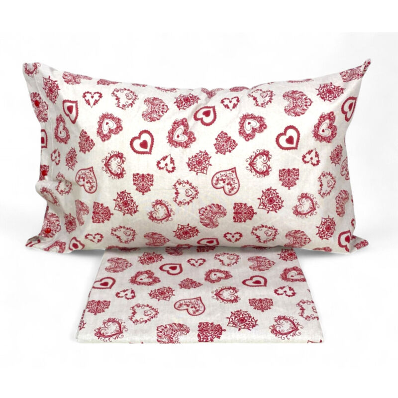 foto del prodotto copripiumino miros cuore rosso 100 cotone tirolese made in italy cuori su entrambi i lati cm. 155x200