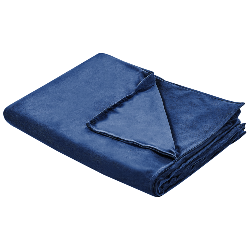 foto del prodotto copripiumino per coperta ponderata blu marino tessuto poliestere 150 x 200 cm motivo solido design moderno tessile camera da letto