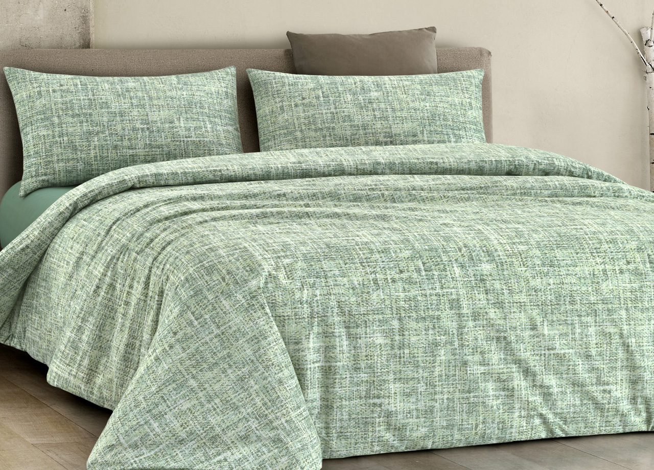 foto del prodotto copripiumino sacco piumone 100 cotone made in italy disegno canva matrimoniale verde
