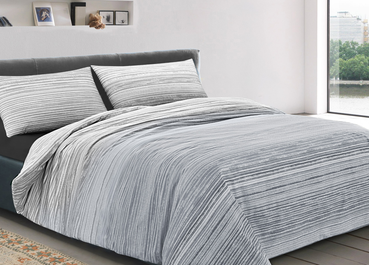 foto del prodotto copripiumino sacco piumone 100 cotone made in italy disegno padel piazza e mezza grigio