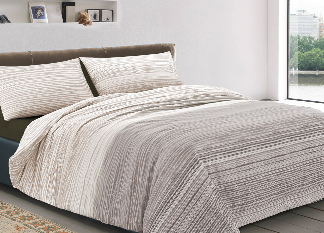 foto del prodotto copripiumino sacco piumone 100 cotone made in italy disegno padel singolo beige