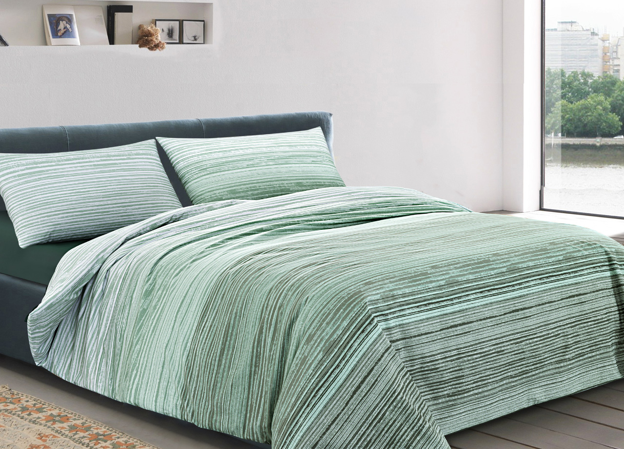 foto del prodotto copripiumino sacco piumone 100 cotone made in italy disegno padel singolo verde