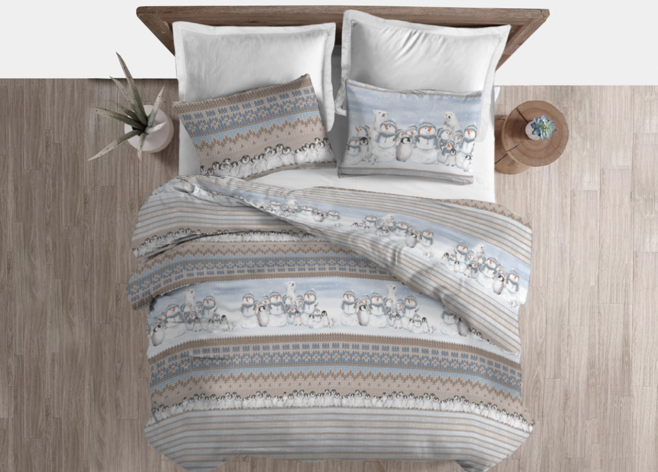 foto del prodotto copripiumino sacco piumone cotone flanella pensieri delicati inverno polare matrimoniale beige