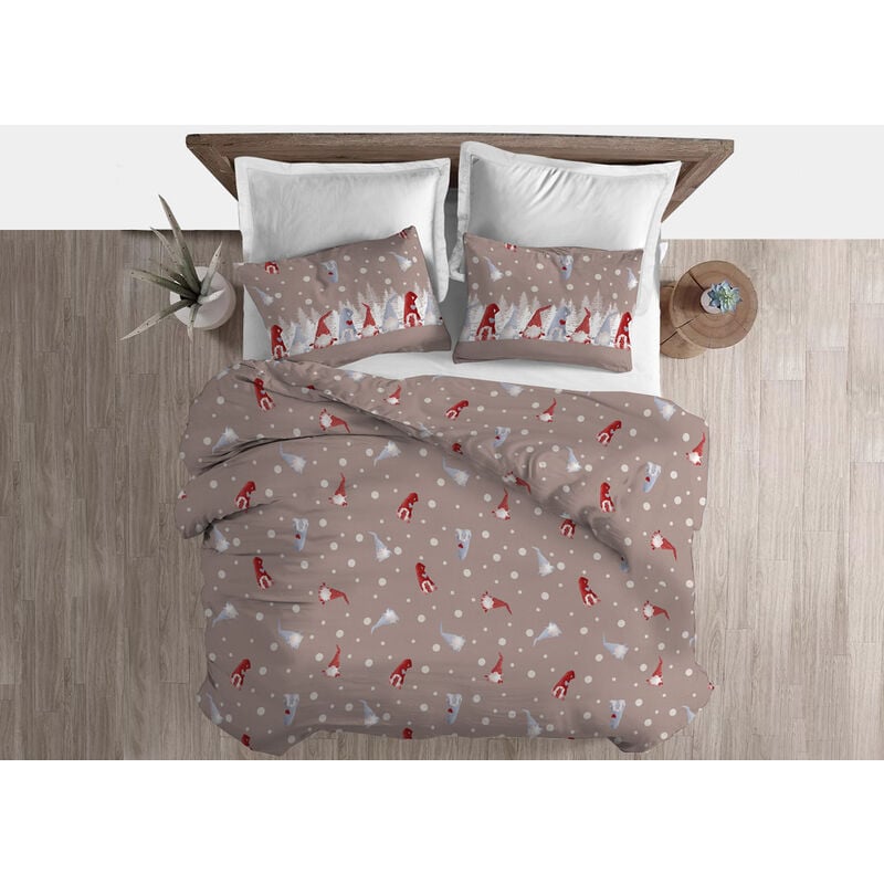 foto del prodotto copripiumino sacco piumone pensieri delicati 100 cotone gnometti all over, misurasingolocoloregnometti