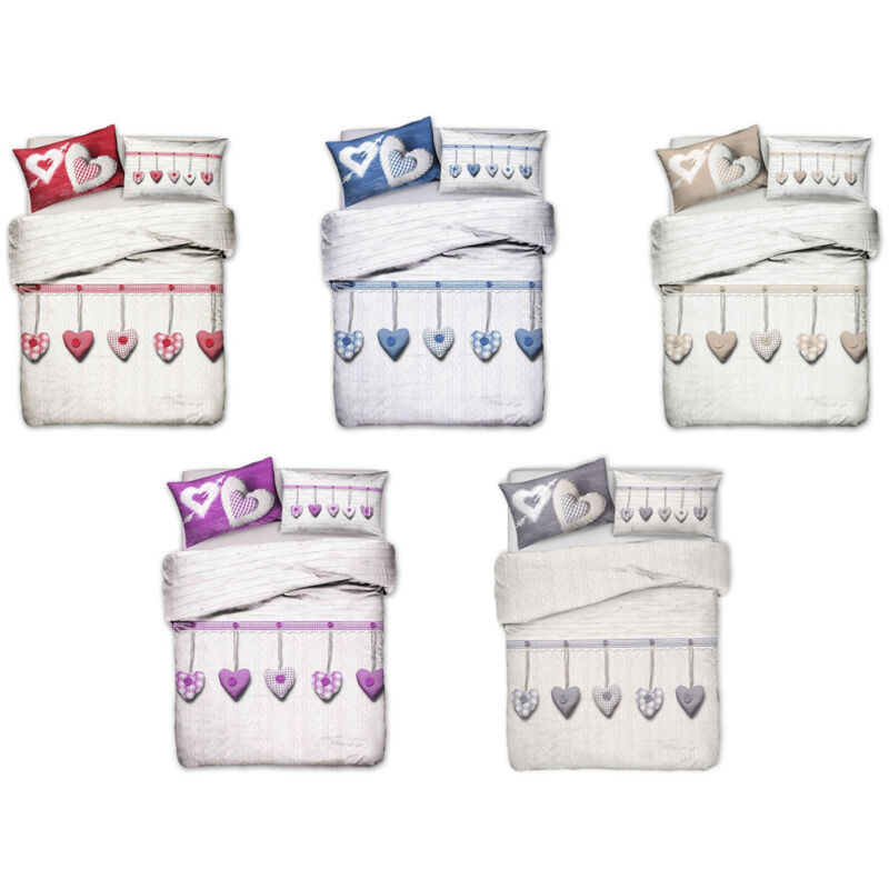 foto del prodotto copripiumino sacco piumone pensieri delicati cotone disegno cuore appeso, misurasingolocolorerosso