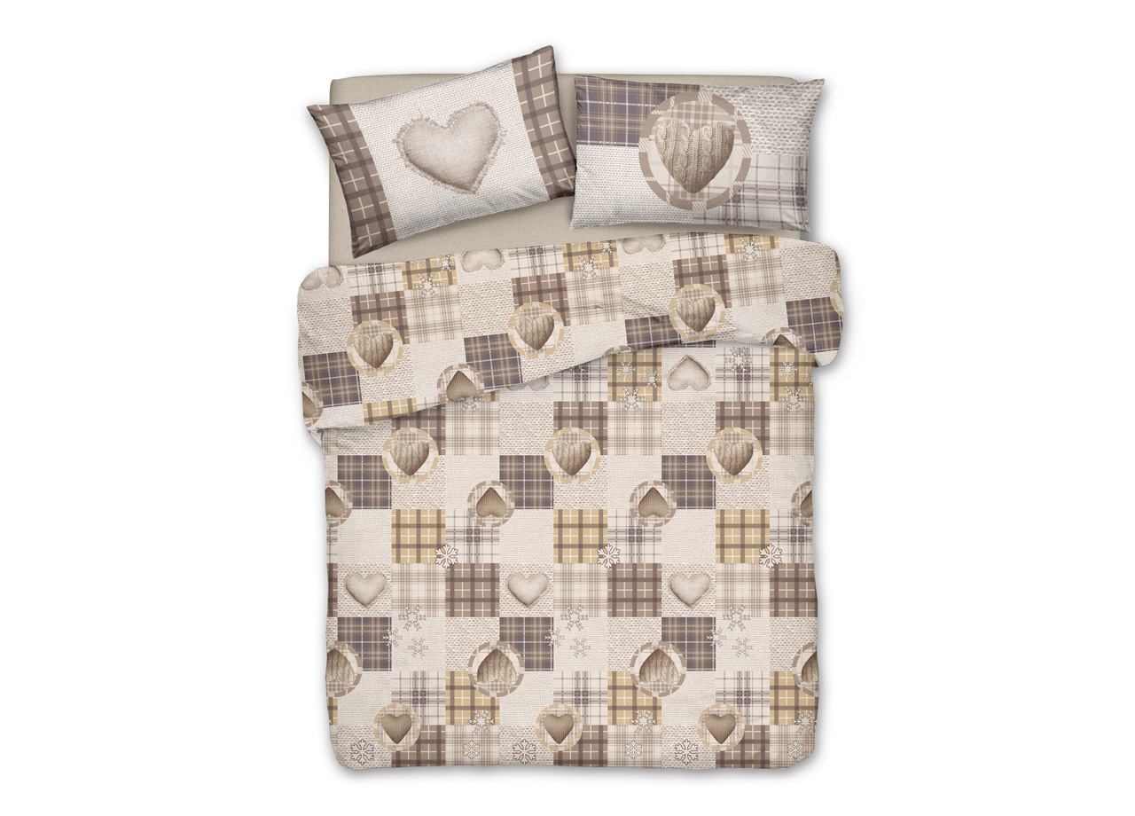 foto del prodotto copripiumino sacco piumone pensieri delicati cotone disegno love mountain matrimoniale beige