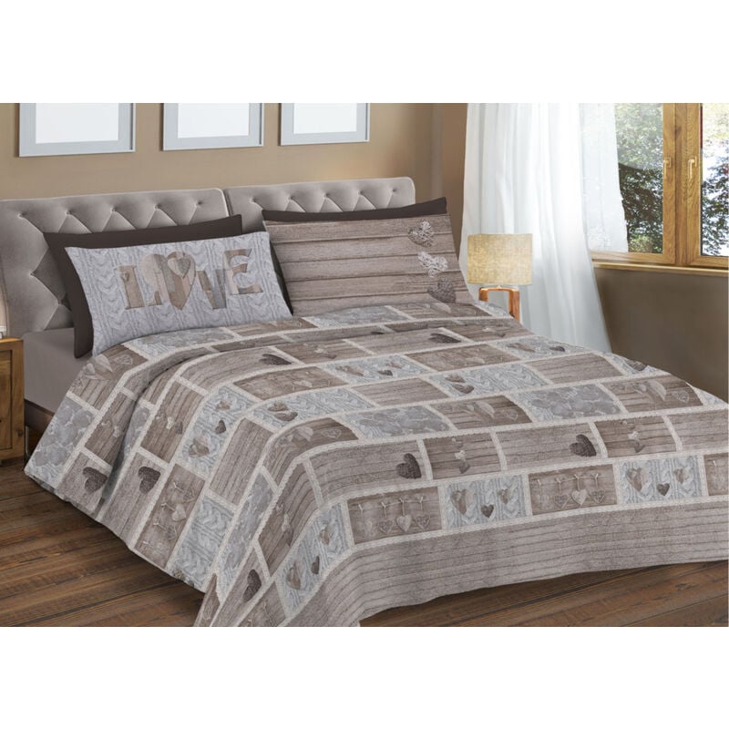 foto del prodotto copripiumino sacco piumone pensieri delicati cotone disegno shabby love singolo beige