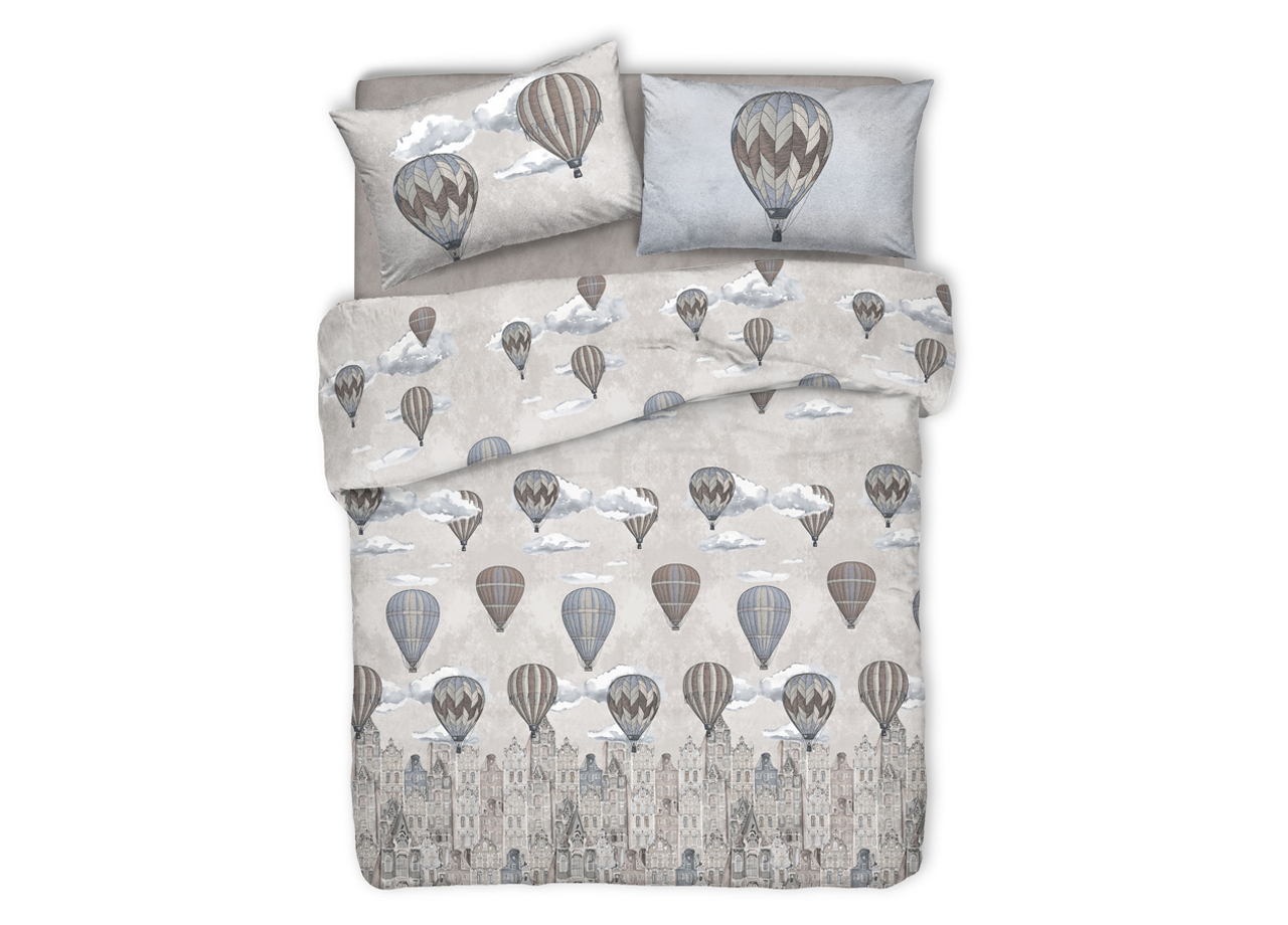 foto del prodotto copripiumino sacco piumone pensieri delicati cotone disegno volare matrimoniale beige