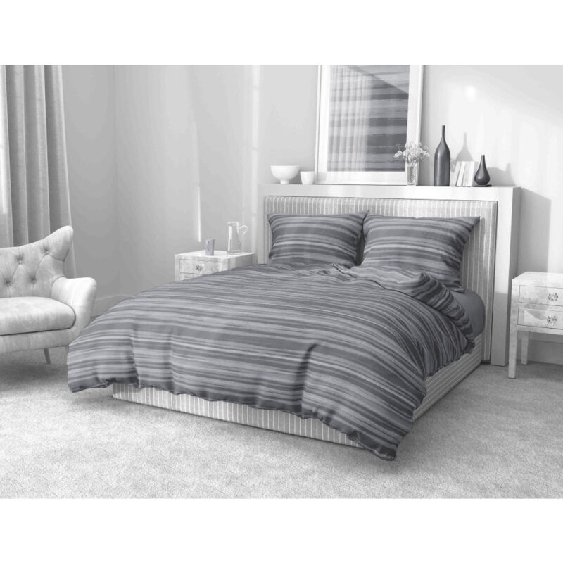 foto del prodotto copripiumino stripe grigio in morbida microfibra manopesca lavabile in lavatrice made in italy cm. 155x200