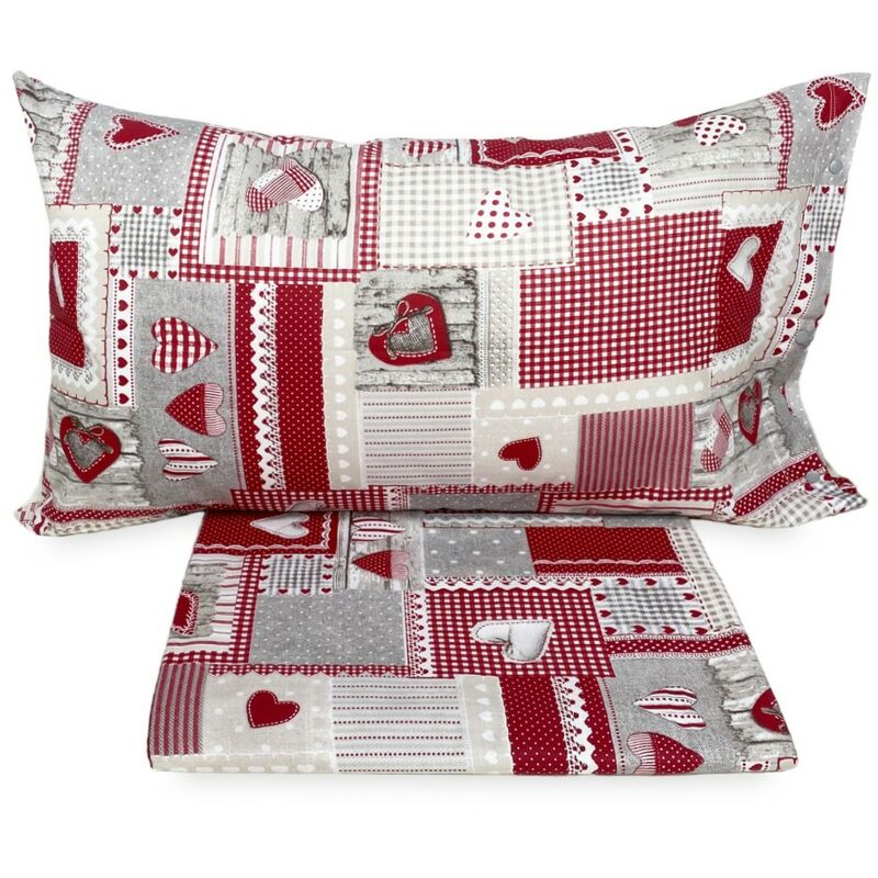 foto del prodotto copripiumino tirolese cuori aprica bordeaux cotone 100 artigianale made in italy cm. 250x200