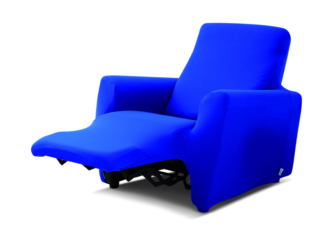 foto del prodotto copripoltrona reclinabile antimacchia elasticizzata genius relax lounge tinta unita poltrona blu 1002