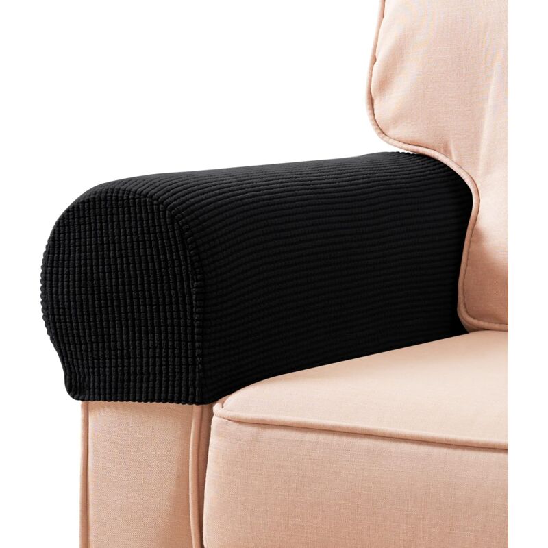 foto del prodotto copripoltrona set di 2 copripoltrona in tessuto elasticizzato spandex impermeabile e antiscivolo per poltrone, divani e poltrone reclinabili nero 