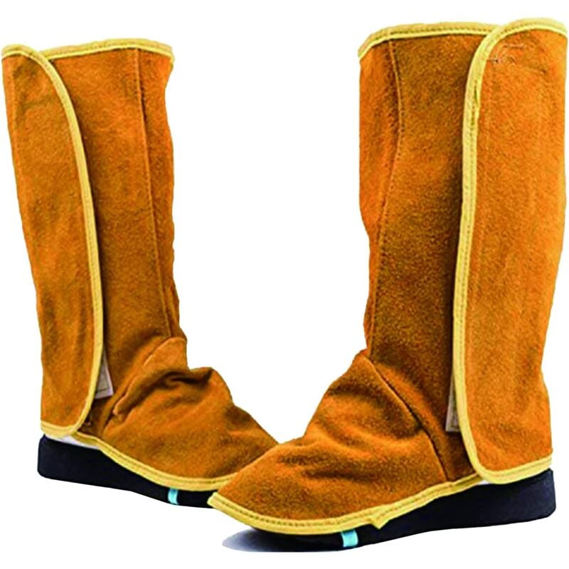 foto del prodotto copriscarpe ignifughi per saldatore, 1 paio di ghette in pelle per saldatura, copriscarpe ignifughi, scarpe da lavoro per saldatore, ghette