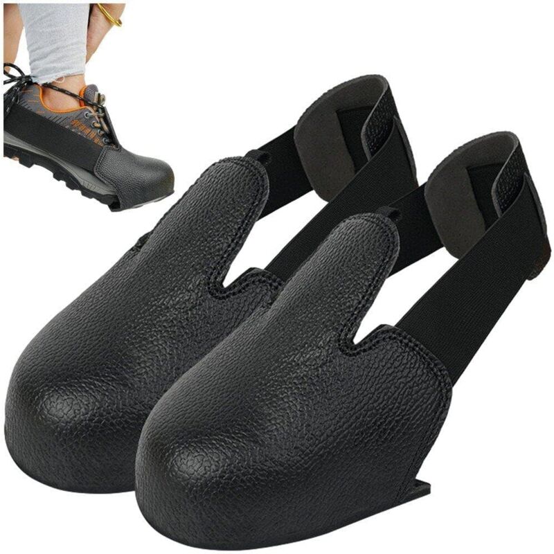 foto del prodotto copriscarpe in pelle elasticizzata, puntale in acciaio, 1 paio di copriscarpe antinfortunistici, copriscarpe anti cuoio, copriscarpe, accessori