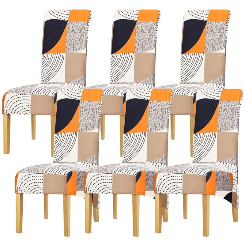 foto del prodotto coprisedia con schienale alto taglia xl, elasticizzato, con stampa a quadri, per sala da pranzo, banchetti, hotel, arredamento per la casa, colore 