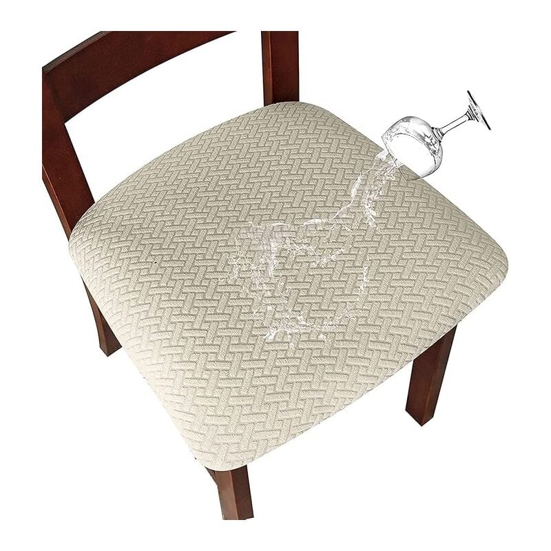 foto del prodotto coprisedia, coprisedia impermeabile, coprisedia sfoderabile e lavabile, coprisedia elastico in jacquard per sala da pranzo bianco, 2 pezzi sollbry