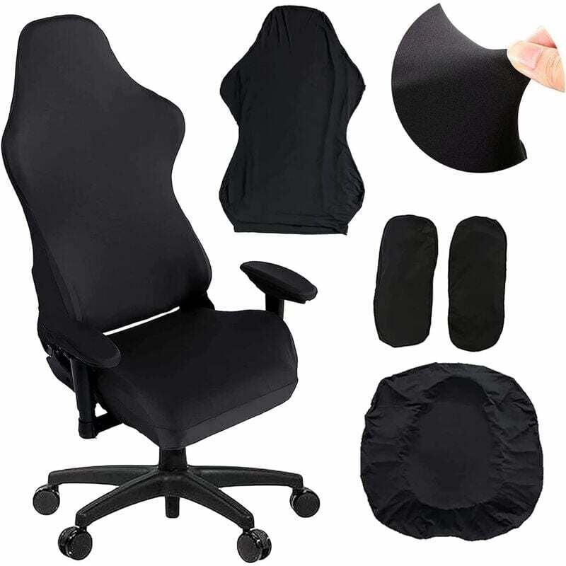 foto del prodotto coprisedia da gioco set di 4 coprisedia da ufficio coprisedia da gioco con copribraccioli coprisedili coprisedili, coprisedia da gioco nero 