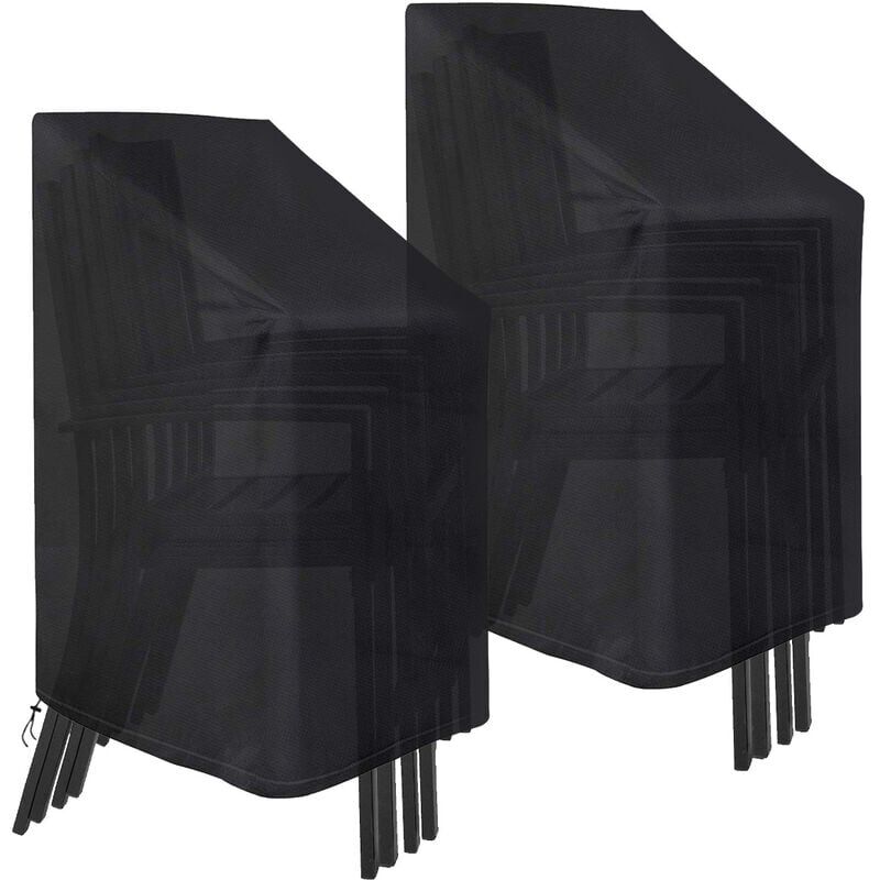 foto del prodotto coprisedie da giardino impilabili impermeabili set da 2 75 x 75 x 120 cm, nero 